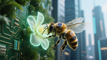 Robotic Bee and Glowing Flower
