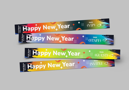 New Year Wristband Ticket Template for Events