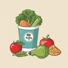 vegetables and herbs Healthy Food Vector Icon