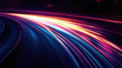 Abstract light trails creating speed and motion on road