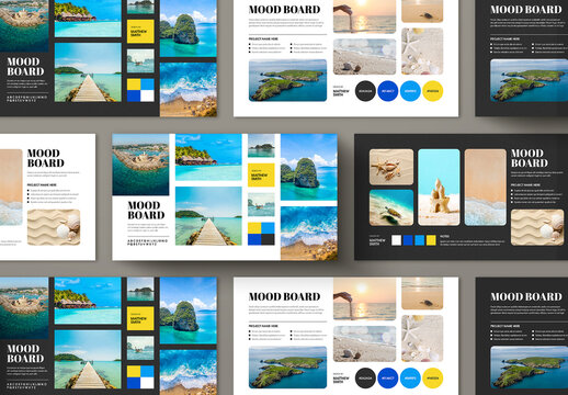 Tropical Visual Mood board Layout for Creative Project Presentation
