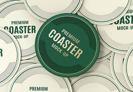 Round Paper Coaster Mockup Template