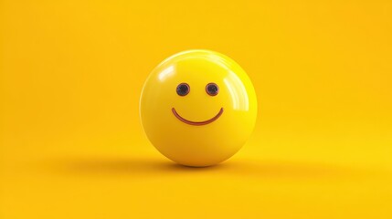 Fototapeta premium Cheerful Yellow Smiley Face on Matching Background, Simple Joy.