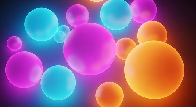 Abstract neon spheres in vibrant colors