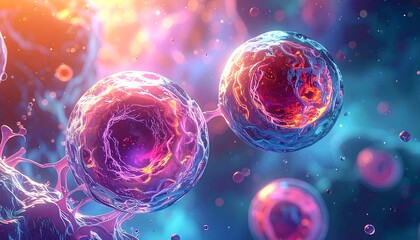 Colorful abstract representation of cells. Intricate, glowing