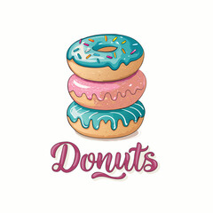 Colorful Donuts Vector Set – Sweet Dessert Illustrations for Bakery, Café, and Party Designs	
