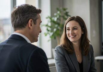 Fototapeta premium Woman Smiling During Business Meeting in Office