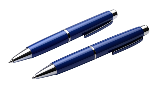 Ergonomic gel pen with blue ink isolated on transparent background