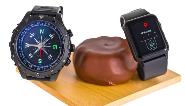 Digital Watch with Built-in Compass Feature Bundle: Variations Isolated on Transparent Background