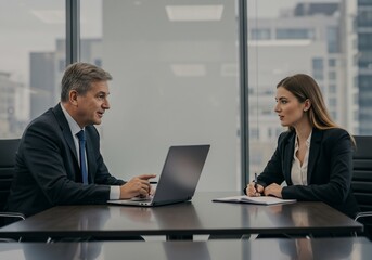 Business Professionals Meeting with Laptop and Notebook