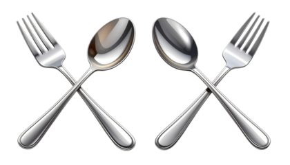  Dining Utensil Set (Fork Spoon Knife) isolated on transparent background