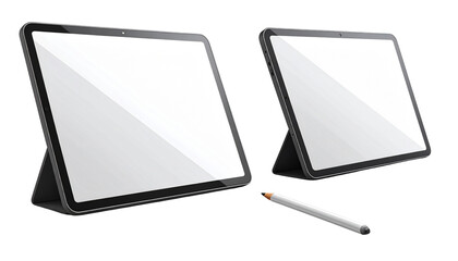 Digital Tablet and Stylus Variations isolated on transparent background