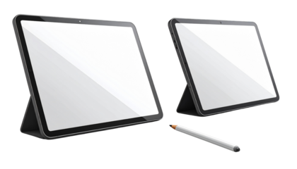 Digital Tablet and Stylus Variations isolated on transparent background