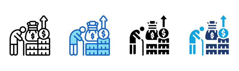 Retirement Fund icon Multi Style Vector Illustration