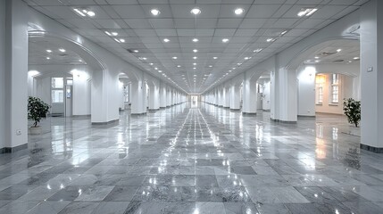 office corridor empty space white walls clean modern flooring