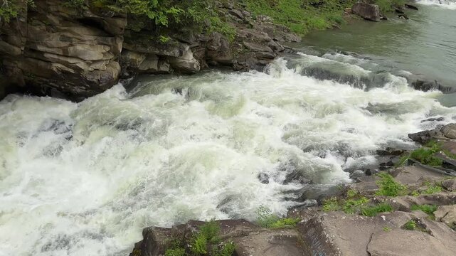 Upper part of Probiy waterfall on Prut River in Carpathians