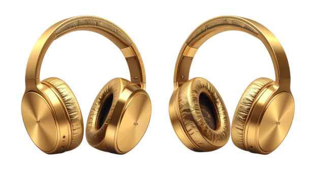 Premium Over-Ear Headphones Set isolated on transparent background
