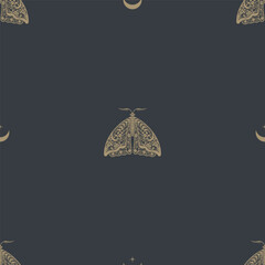 Vector butterflies seamless pattern. Trendy, classic repeating seamless print. Background for fabric, textile, design, wallpaper, wrapping paper etc.