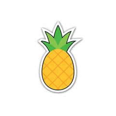 Bright yellow pineapple tropical fruit icon with green leaves symbolizing summer and refreshment
