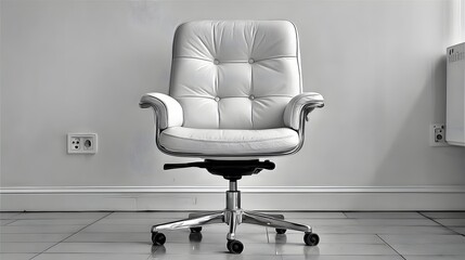 empty small office room desk chair clean white background modern style