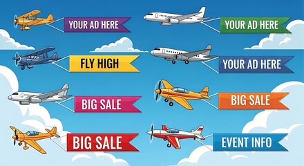 Airplane banners advertising sales and events