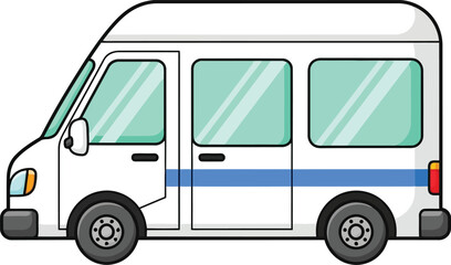 White minibus shuttle van transportation service vector