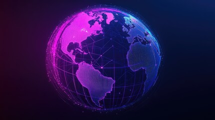 Digital earth globe showcasing global communication network