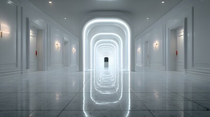 smart home corridor clean design bright lighting minimal background