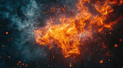 Abstract fire energy creating heated cosmic explosion