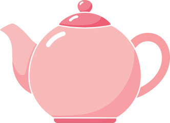 Pastel pink ceramic teapot elegant kitchenware cozy beverage icon vector