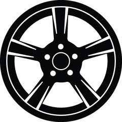 Obraz premium Sleek alloy wheel silhouette modern car part isolated automotive design vector