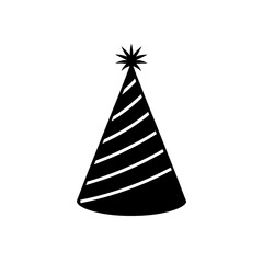 party hat icon black silhouette vector illustration on transparent background