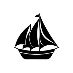 Obraz premium sailboat icon black silhouette vector illustration on transparent background