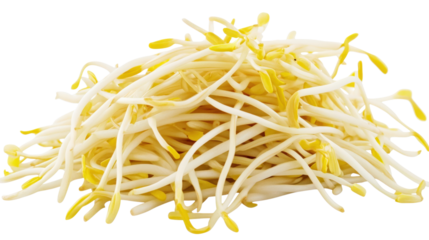 Stacked Yellow Bean Sprouts isolated on a transparent background