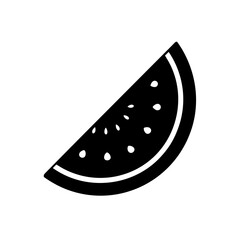 watermelon slice icon black silhouette vector illustration on transparent background