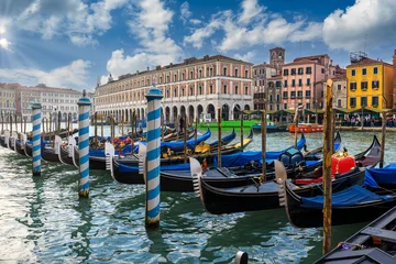 Fototapete Rund Gondeln Grand Canal with gondolas in Venice, Italy.  Architecture and landmarks of Venice. Venice postcard  © Ekaterina Belova