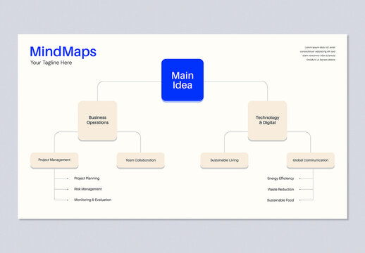 Corporate Business Organizational Mindmap Infographic Presentation with Blue Accents