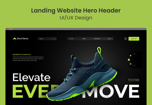 Modern Footwear E-commerce Shoes Store Website Landing Page Hero Header UI Design