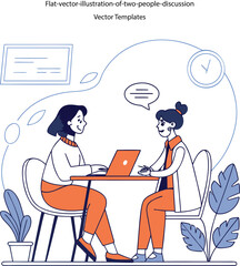 Flat-vector-3d dimension illustration-of-two-people-discussion vector templates