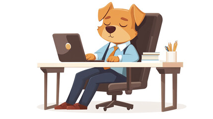 Dog sleeping on desk cartoon transparent background
