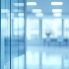 Blurry office hallway, light blue tones (1)
