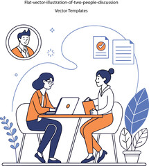 Flat-vector-3d dimension illustration-of-two-people-discussion vector templates