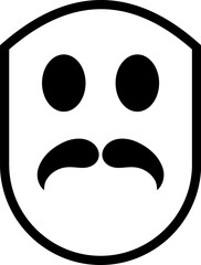 Vector Silhouette Face with Thick Black Mustache, Minimalist Male Portrait Illustration