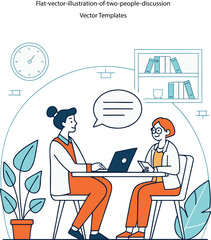Flat-vector-3d dimension illustration-of-two-people-discussion vector templates