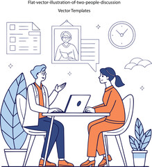 Flat-vector-3d dimension illustration-of-two-people-discussion vector templates