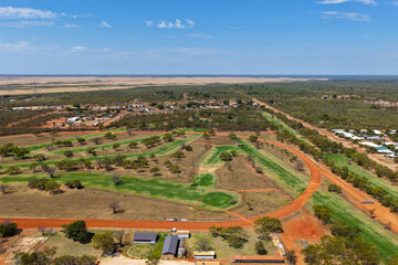 view over Derby racetrack, golf course, and residential areas