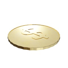 Golden Coin with Dollar Symbol – 3D Render, Finance and Wealth Concept Isolated On White