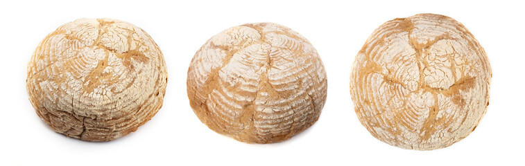 freshly baked bread isolated on white background