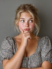woman fat , studio shoot light grey background 