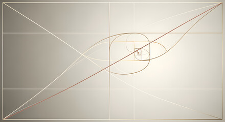 Naklejka premium Elegant golden ratio art, spiral design for architecture or design projects, a modern mathematical art piece, Fibonacci sequence visualization for creative projects